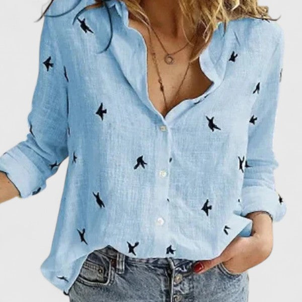 Lily | Women's Casual V-Neck Button Blouse-The Yellow Prime