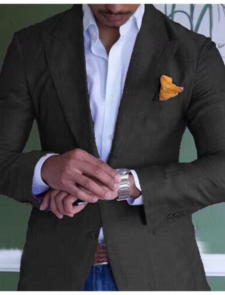 Linen Blazer For Men Formal And Casual Wear Lightweight Black