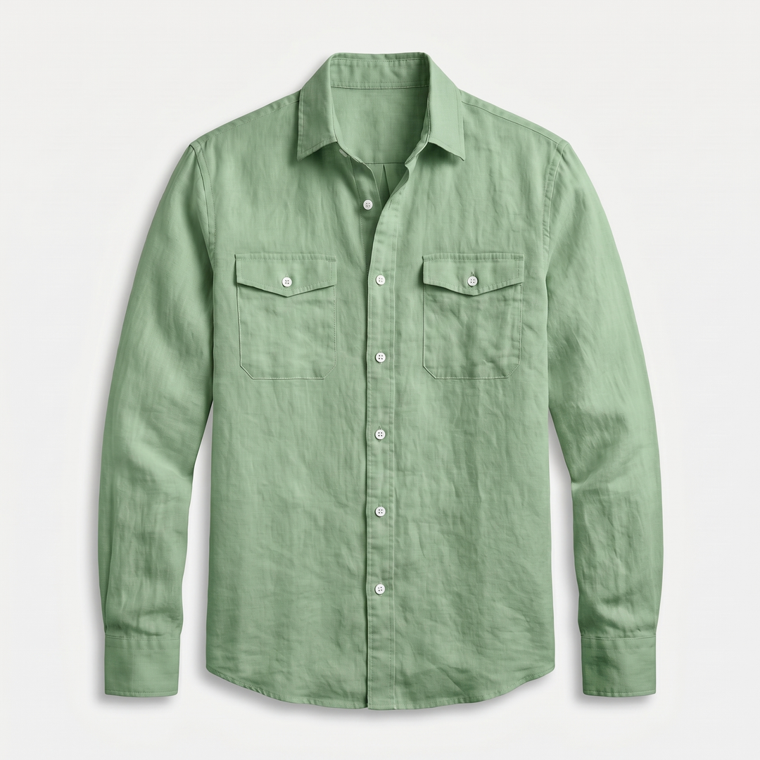 Men's Relaxed Fit Linen Overshirt-The Yellow Prime