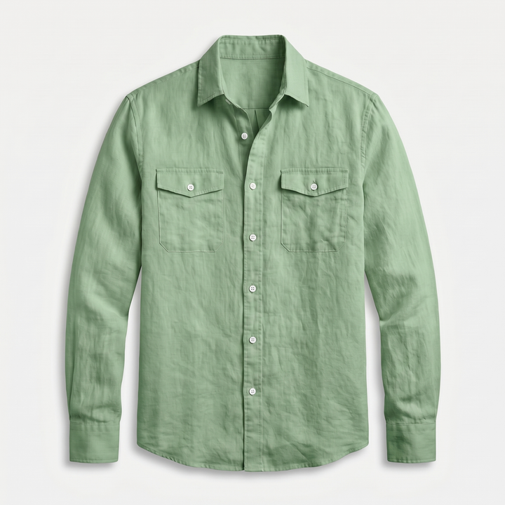 Men's Relaxed Fit Linen Overshirt-The Yellow Prime