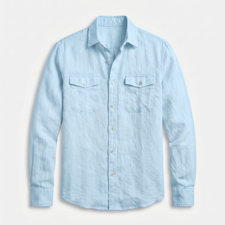 Men's Relaxed Fit Linen Overshirt-The Yellow Prime