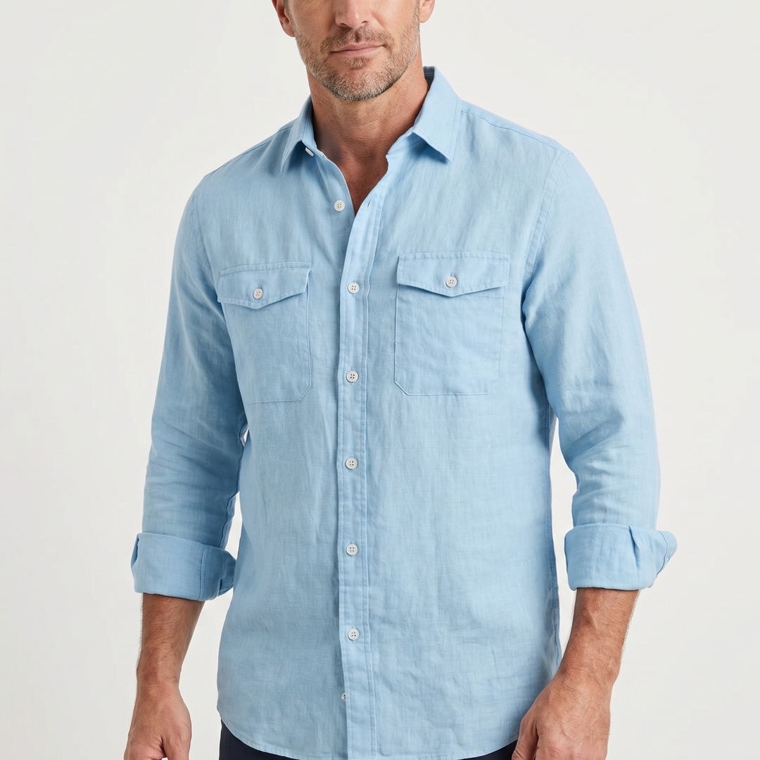 Men's Relaxed Fit Linen Overshirt-The Yellow Prime