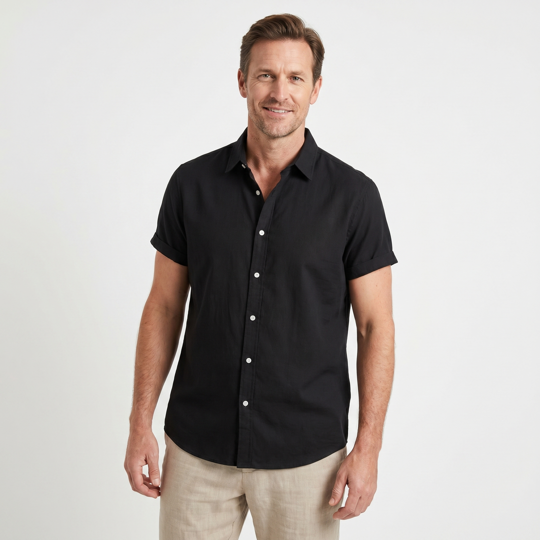 Men's Linen Short-Sleeved Casual Shirt for Summer Wear