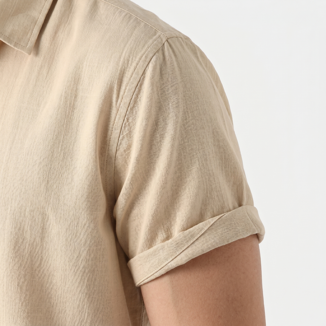 Men's Linen Short-Sleeved Casual Shirt for Summer Wear