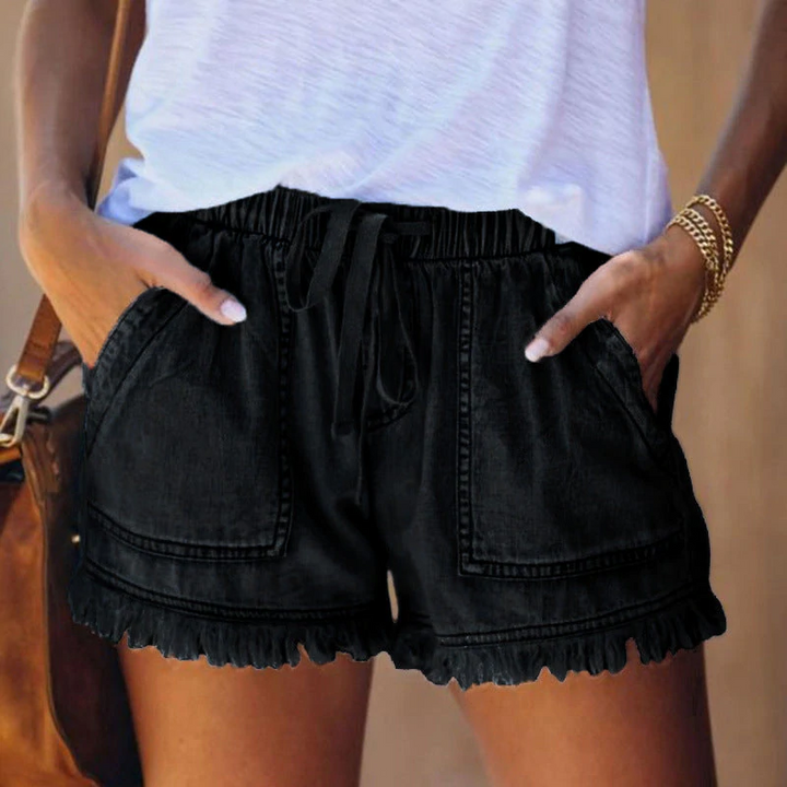 Liza | Women's Elegant High-Waisted Denim Shorts for Summer-The Yellow Prime