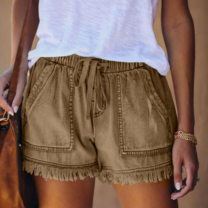 Liza | Women's Elegant High-Waisted Denim Shorts for Summer-The Yellow Prime