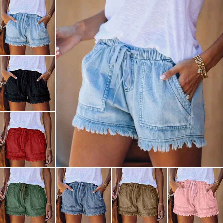 Liza | Women's Elegant High-Waisted Denim Shorts for Summer-The Yellow Prime