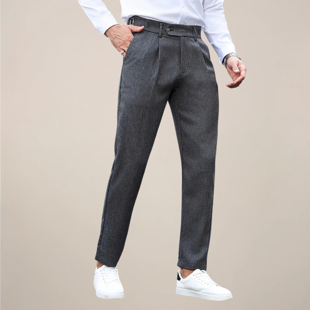 Louis | Men's Slim Fit Tailored Pleated Trousers-The Yellow Prime