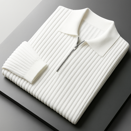 Lucas | Men's Cotton Ribbed Quarter-Zip Sweater-The Yellow Prime