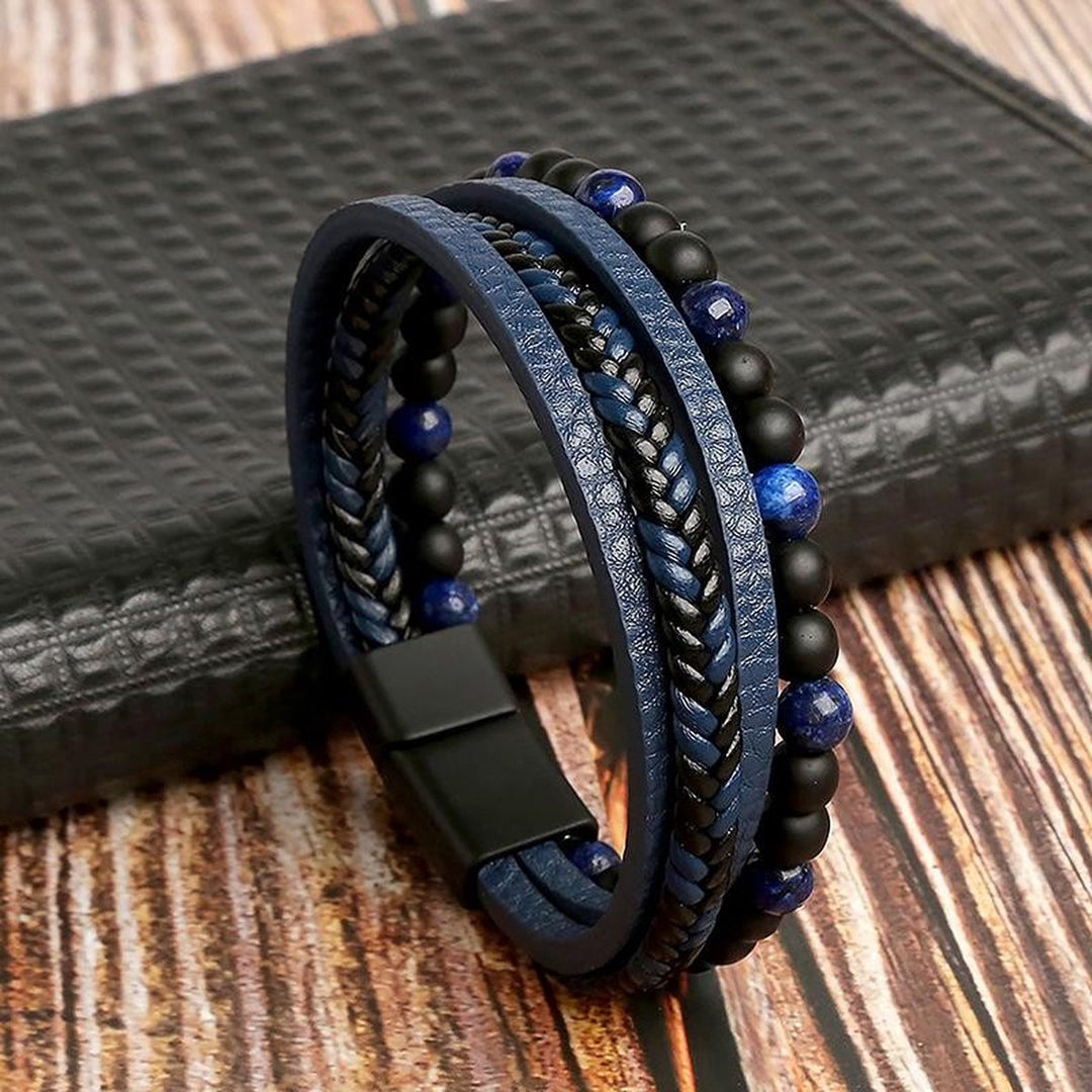 Lucas | Men's Elegant Leather Bracelet Set for the Stylish Man-The Yellow Prime