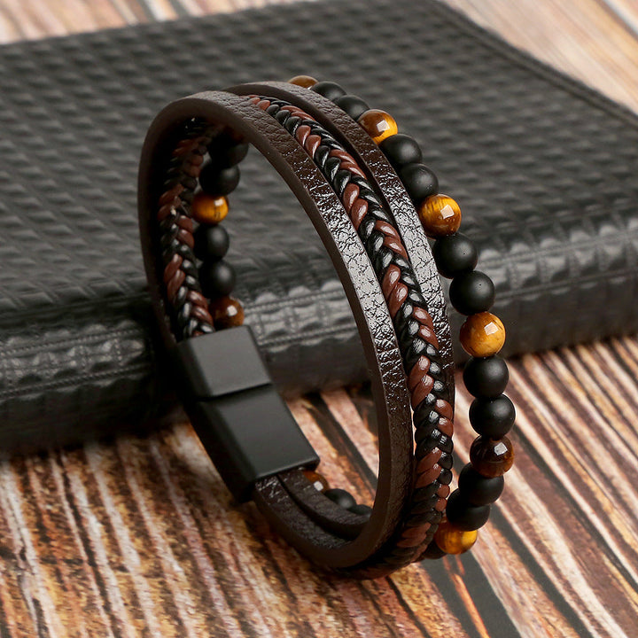 Lucas | Men's Elegant Leather Bracelet Set for the Stylish Man-The Yellow Prime