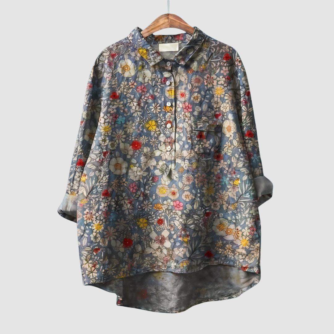 Luna | Women's Romantic Floral Print Blouse-The Yellow Prime