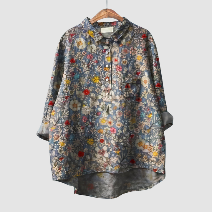 Luna | Women's Romantic Floral Print Blouse-The Yellow Prime
