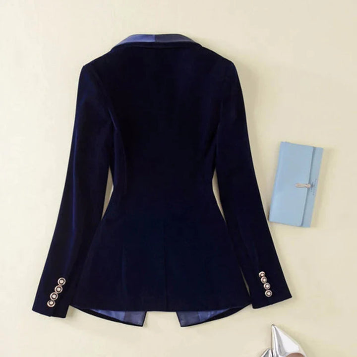 Women's Velvet Blazer – Satin Lapel, Tailored Fit for Any Occasion-The Yellow Prime