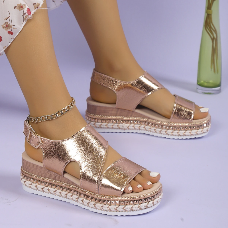 Lyssa | Women's Platform Open Toe Ankle Strap Sandals-The Yellow Prime