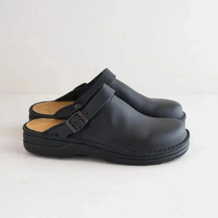 Men's Comfortable Faux Leather Slippers with Soft Lining-The Yellow Prime