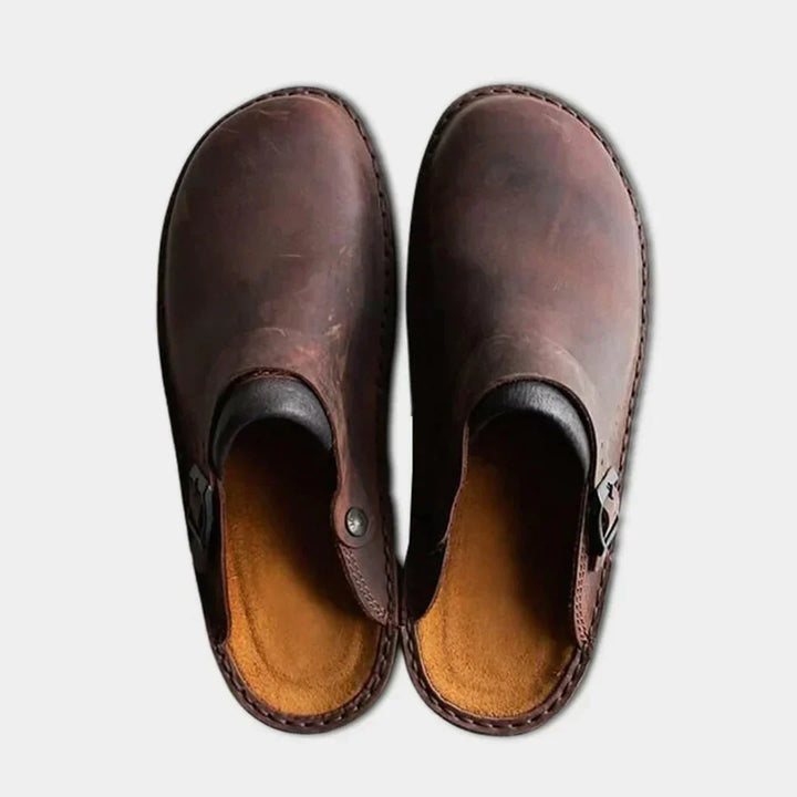 Men's Comfortable Faux Leather Slippers with Soft Lining-The Yellow Prime