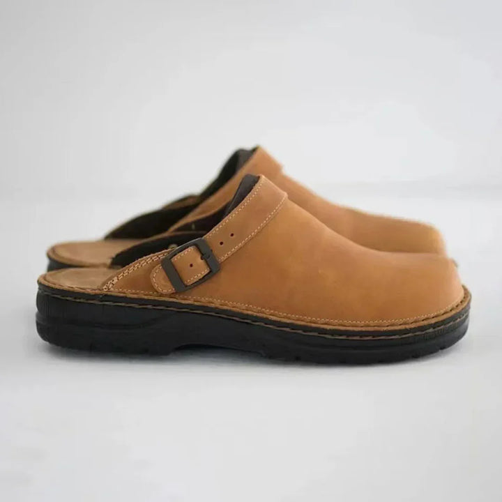 Men's Comfortable Faux Leather Slippers with Soft Lining-The Yellow Prime