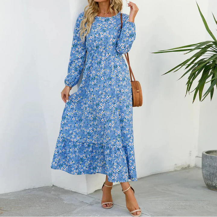 Maisie | Women's Long Sleeve Floral Maxi Dress-The Yellow Prime