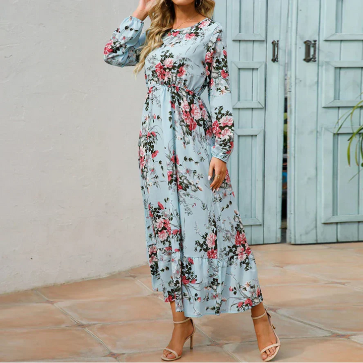Maisie | Women's Long Sleeve Floral Maxi Dress-The Yellow Prime