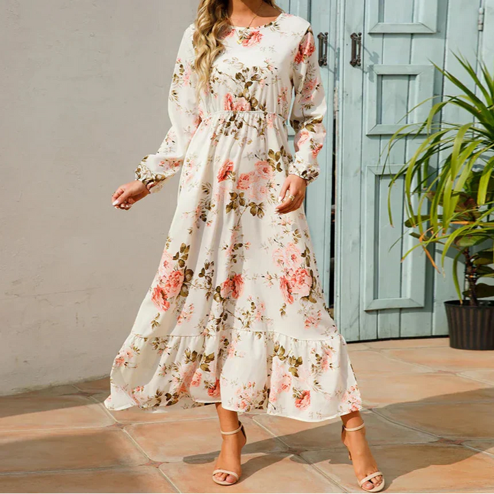 Maisie | Women's Long Sleeve Floral Maxi Dress-The Yellow Prime