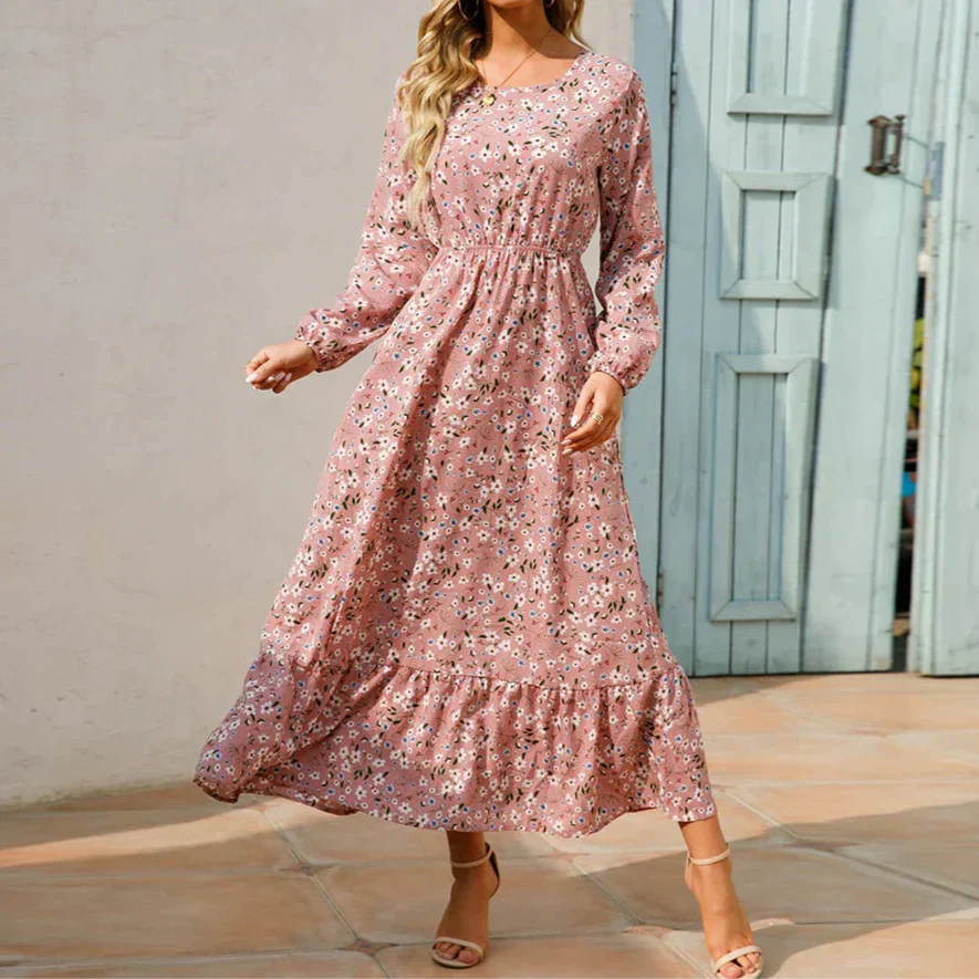 Maisie | Women's Long Sleeve Floral Maxi Dress-The Yellow Prime