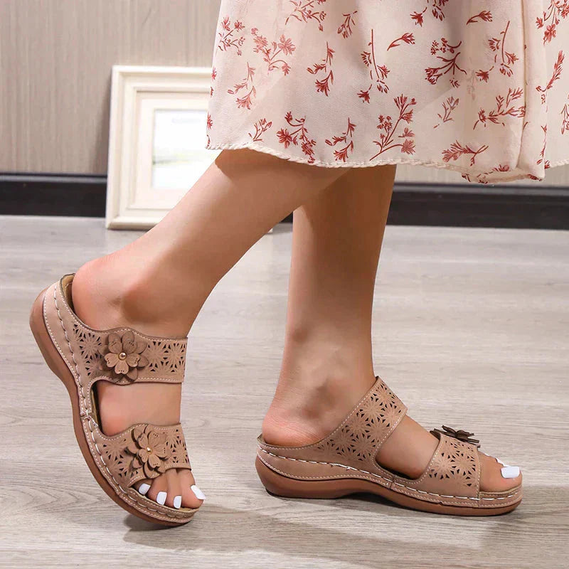 Malia | Women's Stylish Floral Wedge Sandals for Comfort-The Yellow Prime