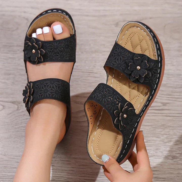 Malia | Women's Stylish Floral Wedge Sandals for Comfort-The Yellow Prime