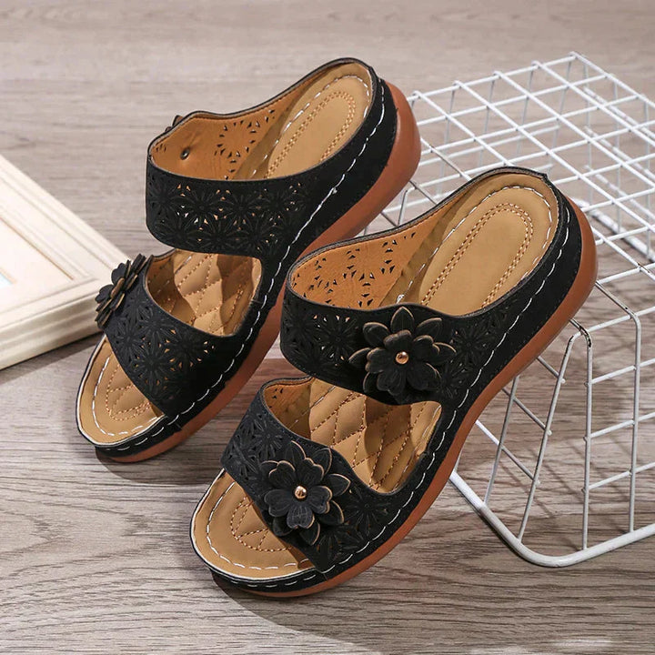 Malia | Women's Stylish Floral Wedge Sandals for Comfort-The Yellow Prime