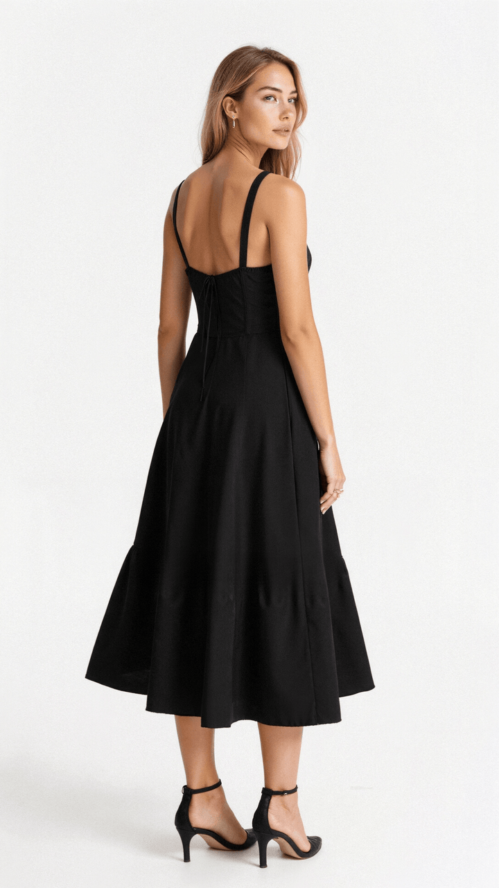 Emily | Women's Midi Dress with Corset Detail-The Yellow Prime