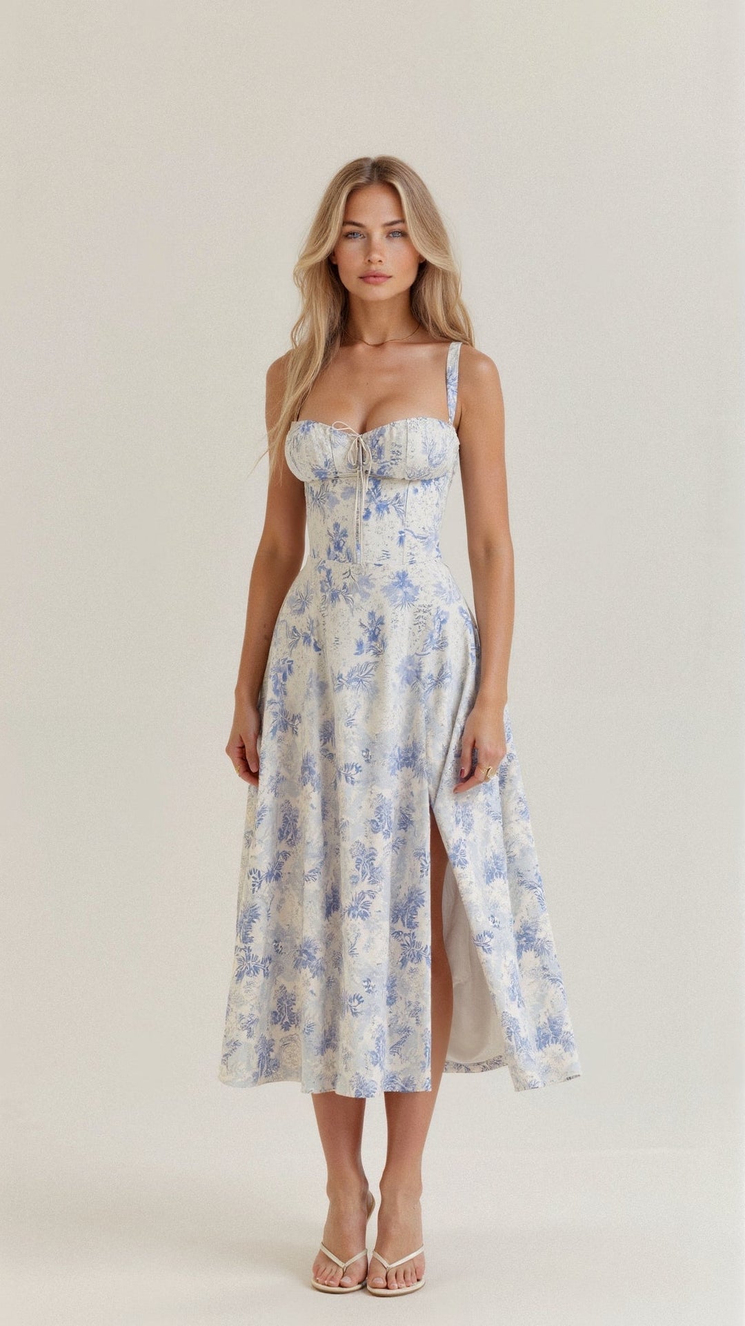 Emily | Women's Midi Dress with Corset Detail-The Yellow Prime
