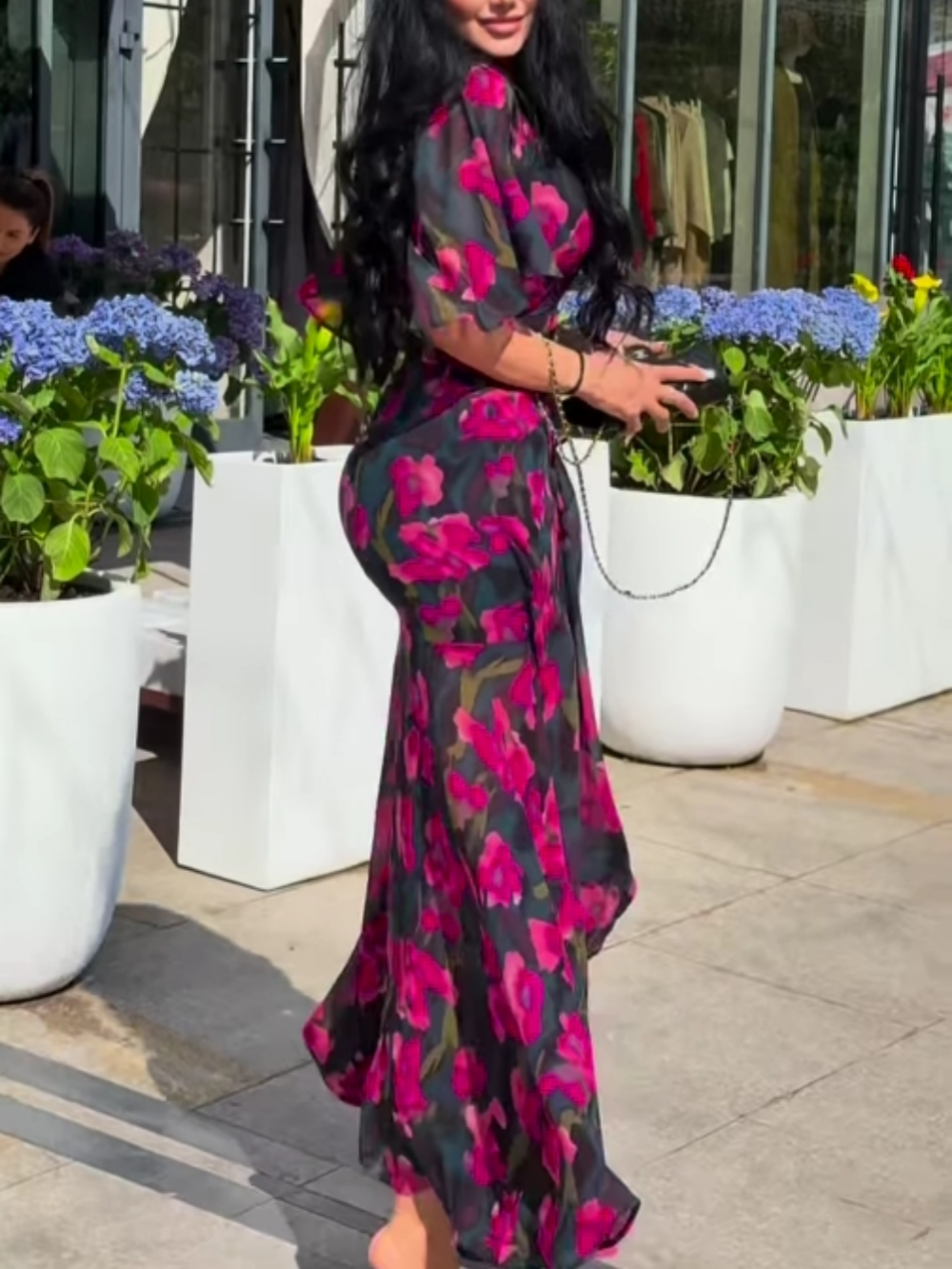 Mariah | Women's Floral Wrap Maxi Dress in Retro Style-The Yellow Prime