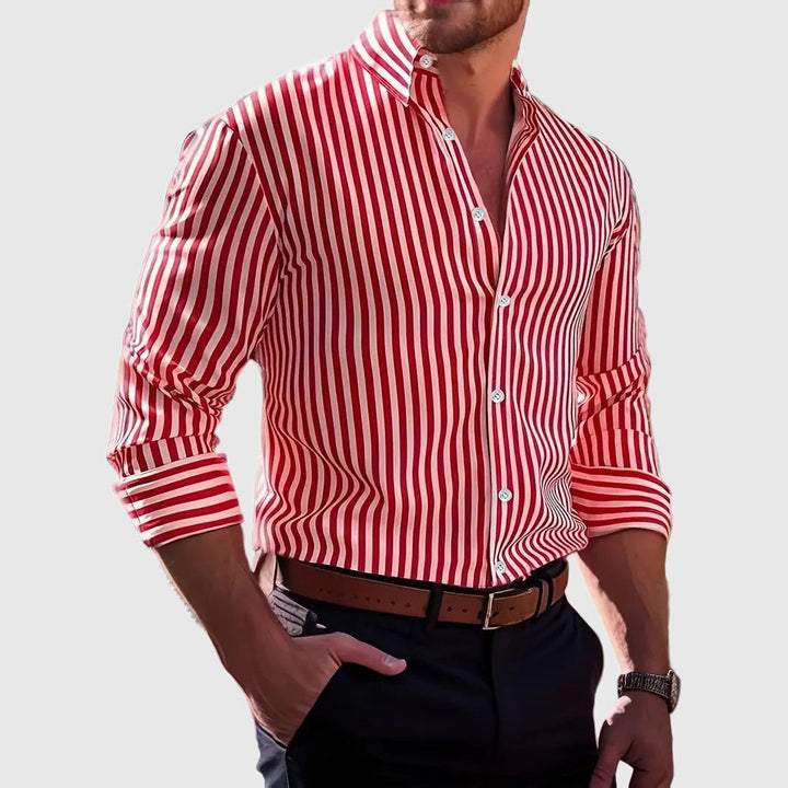 Mariusz | Men's Striped Long Sleeve Dress Shirt-The Yellow Prime