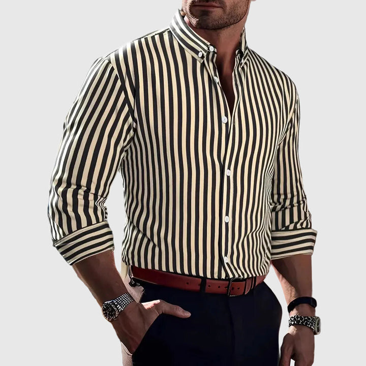 Mariusz | Men's Striped Long Sleeve Dress Shirt-The Yellow Prime