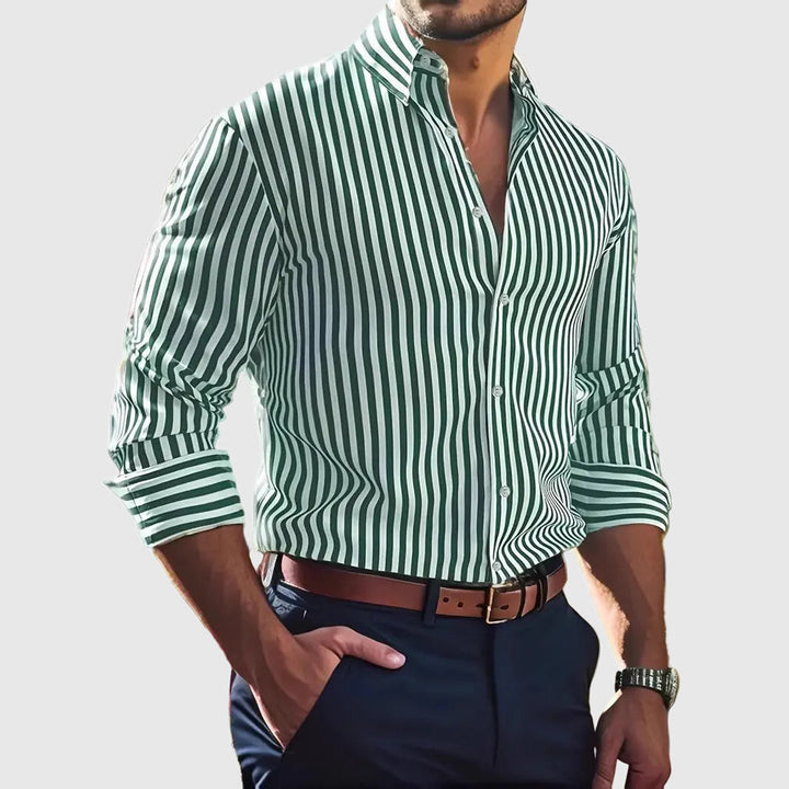 Mariusz | Men's Striped Long Sleeve Dress Shirt-The Yellow Prime