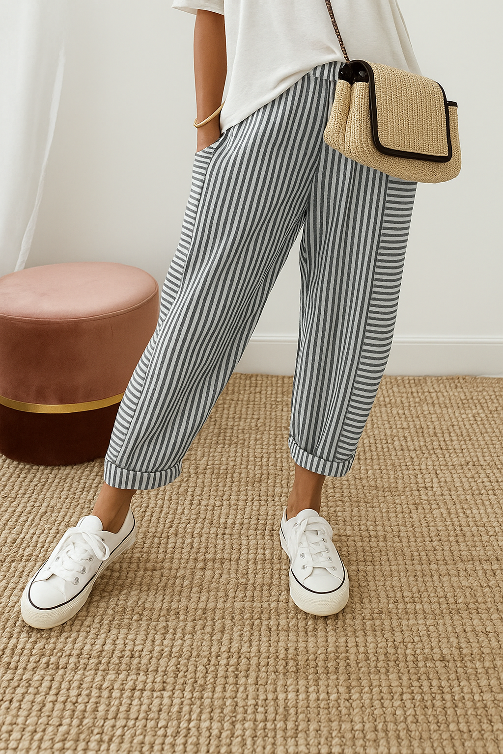 Marlyn | Striped Women's Pants-The Yellow Prime
