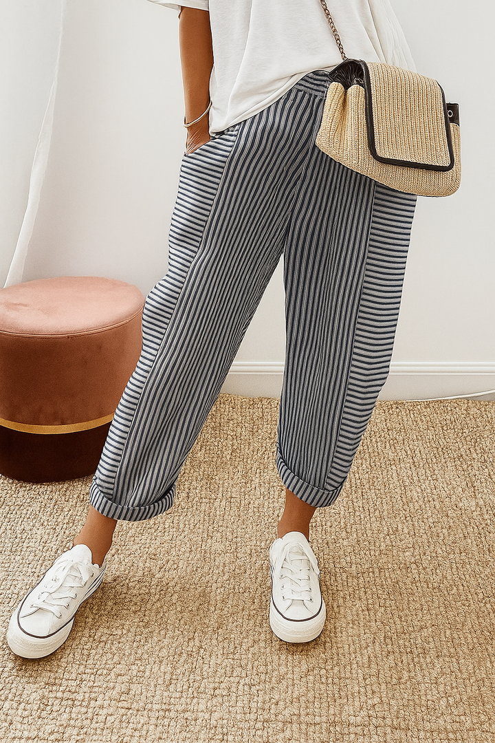 Marlyn | Striped Women's Pants-The Yellow Prime