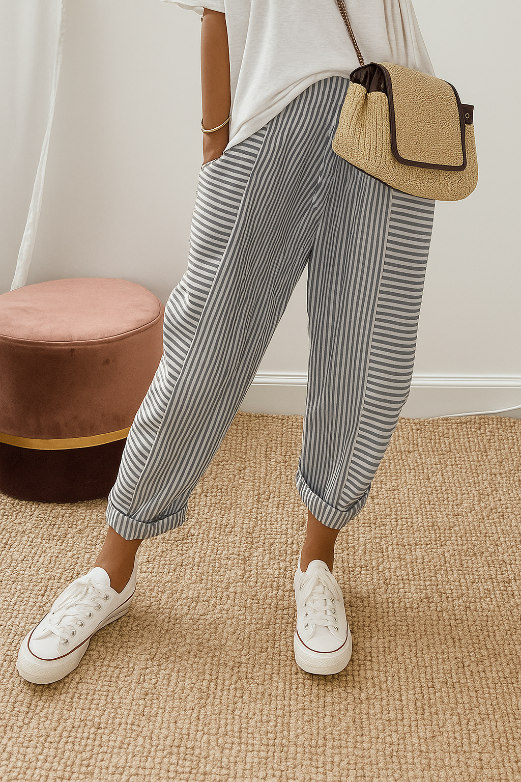 Marlyn | Striped Women's Pants-The Yellow Prime