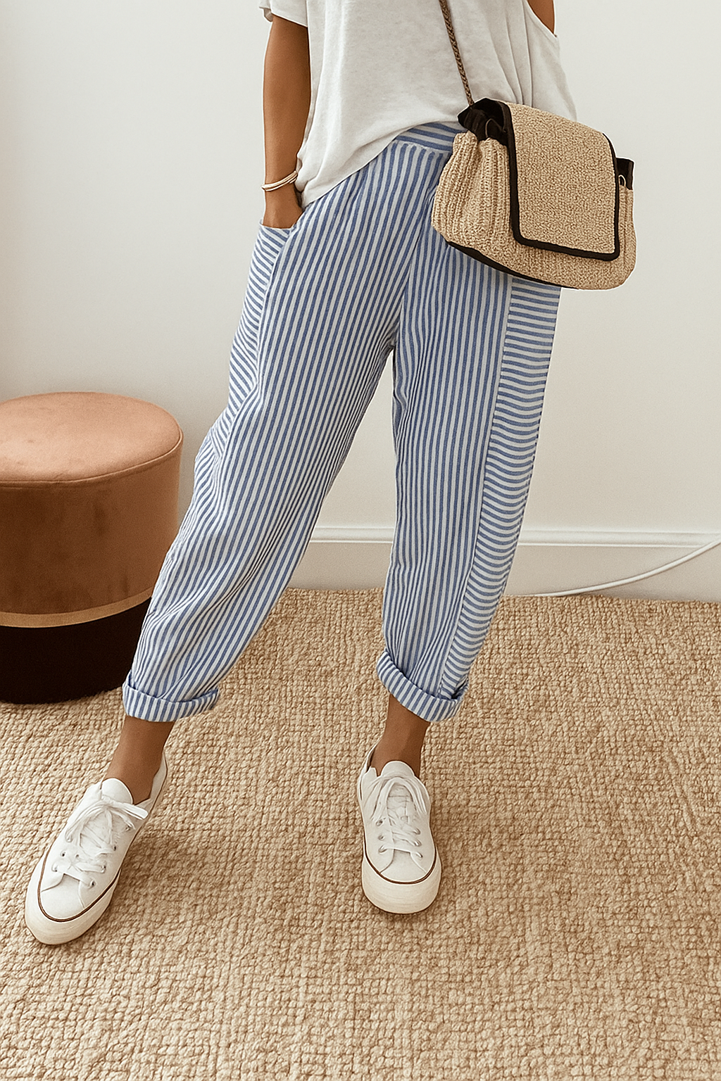Marlyn | Striped Women's Pants-The Yellow Prime