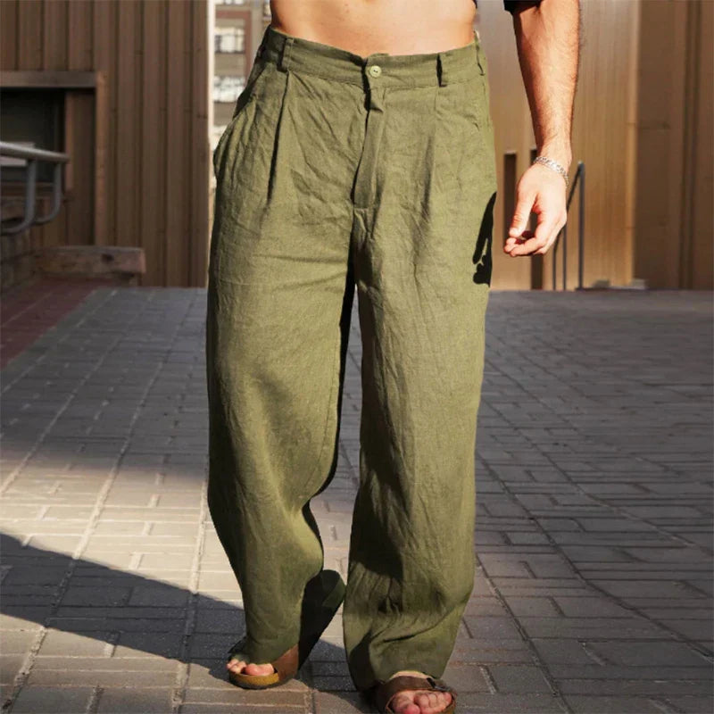 Mason | Men's Relaxed Wide Leg Linen Pants-The Yellow Prime