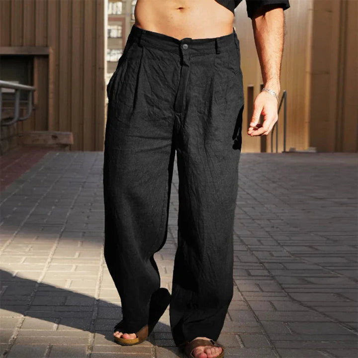 Mason | Men's Relaxed Wide Leg Linen Pants-The Yellow Prime