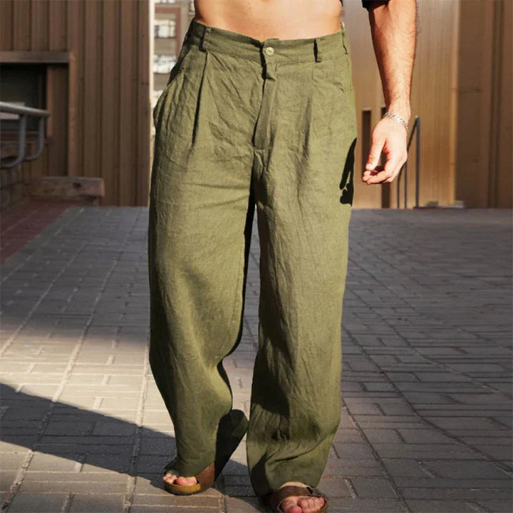 Mason | Men's Relaxed Wide Leg Linen Pants-The Yellow Prime