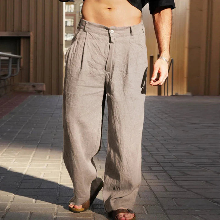 Mason | Men's Relaxed Wide Leg Linen Pants-The Yellow Prime