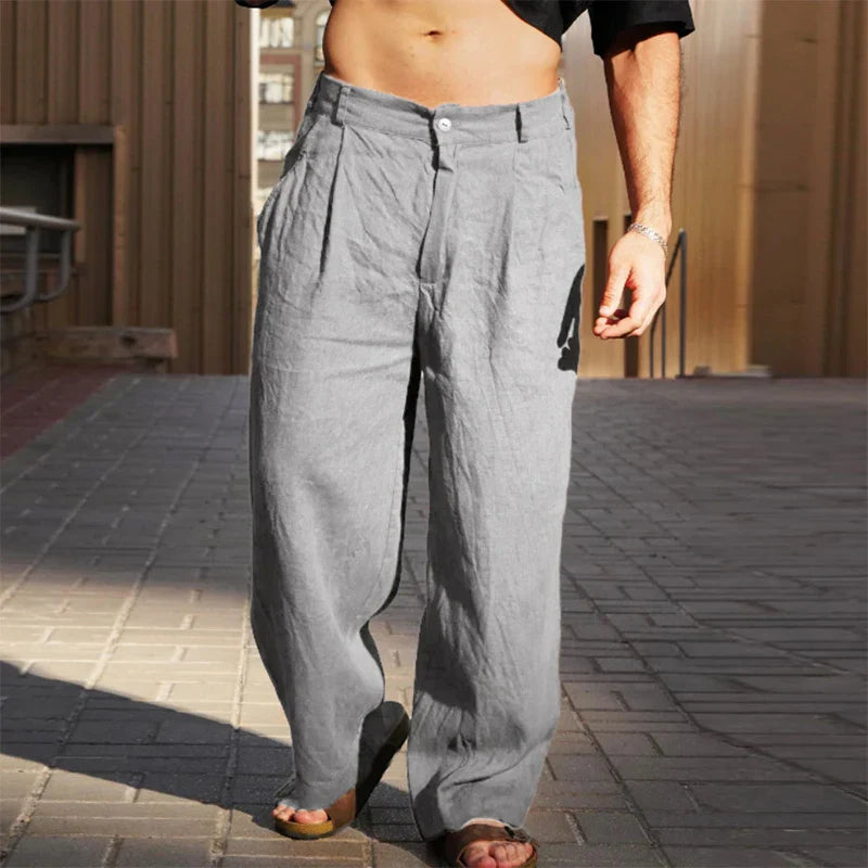 Mason | Men's Relaxed Wide Leg Linen Pants-The Yellow Prime