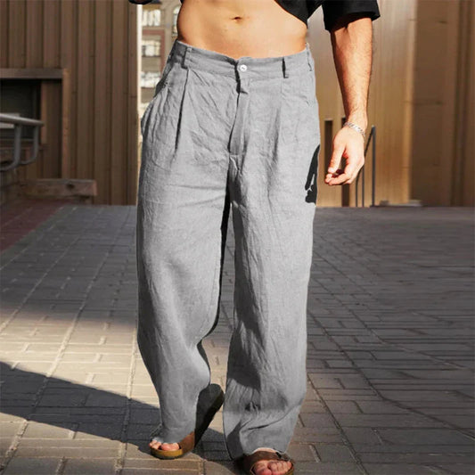 Mason | Men's Relaxed Wide Leg Linen Pants-The Yellow Prime