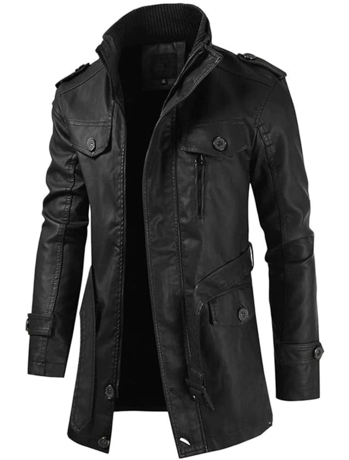 Men's Stylish Long Leather Jacket