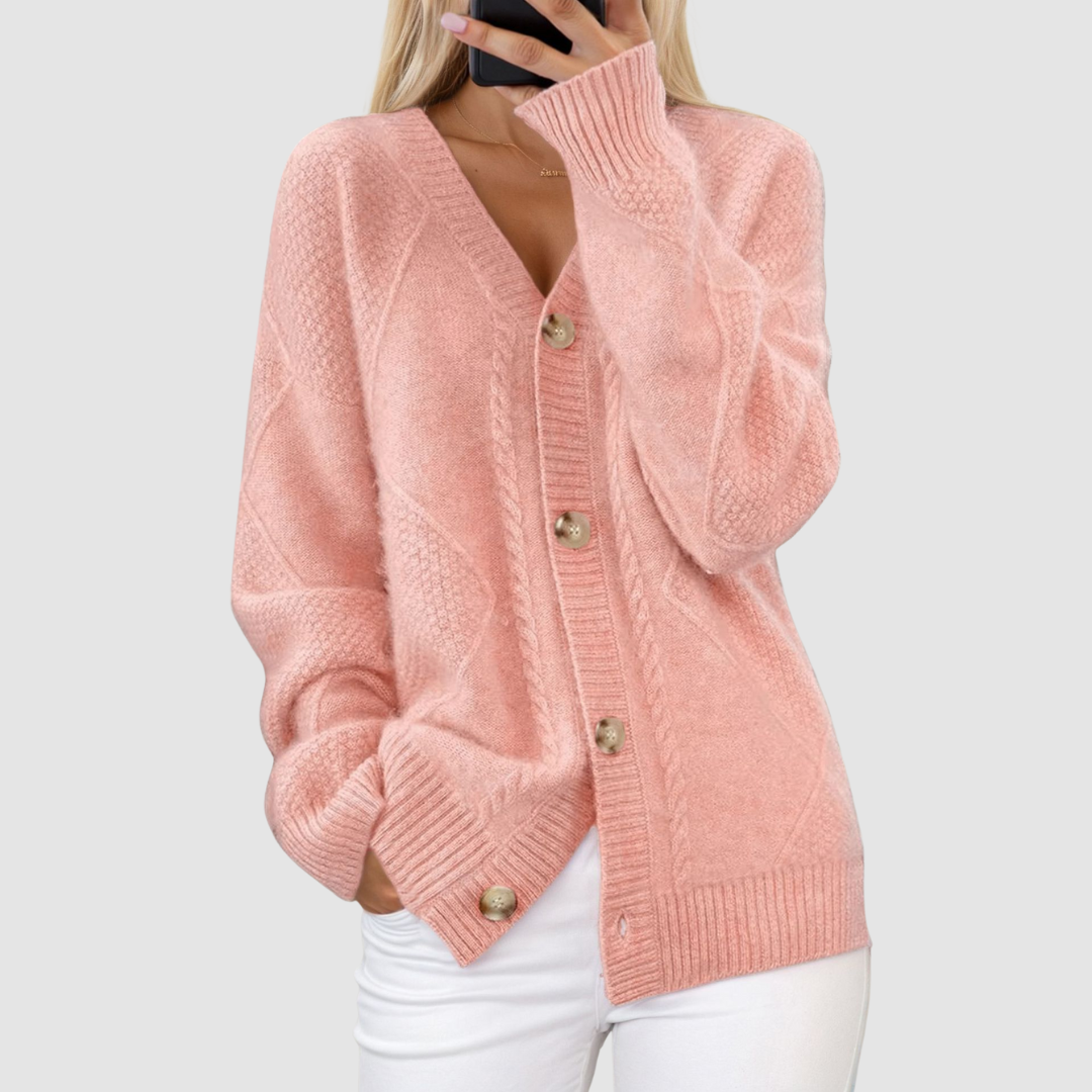 Meg | Women's Premium Knitted V-Neck Cardigan-The Yellow Prime