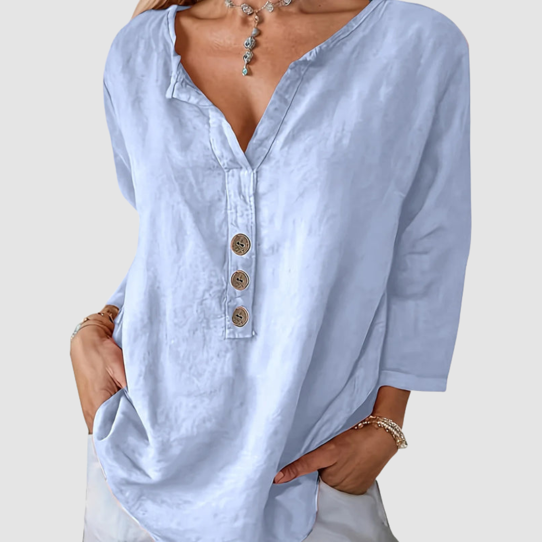 Melisa | Women's Casual Cotton and Linen Blouse-The Yellow Prime