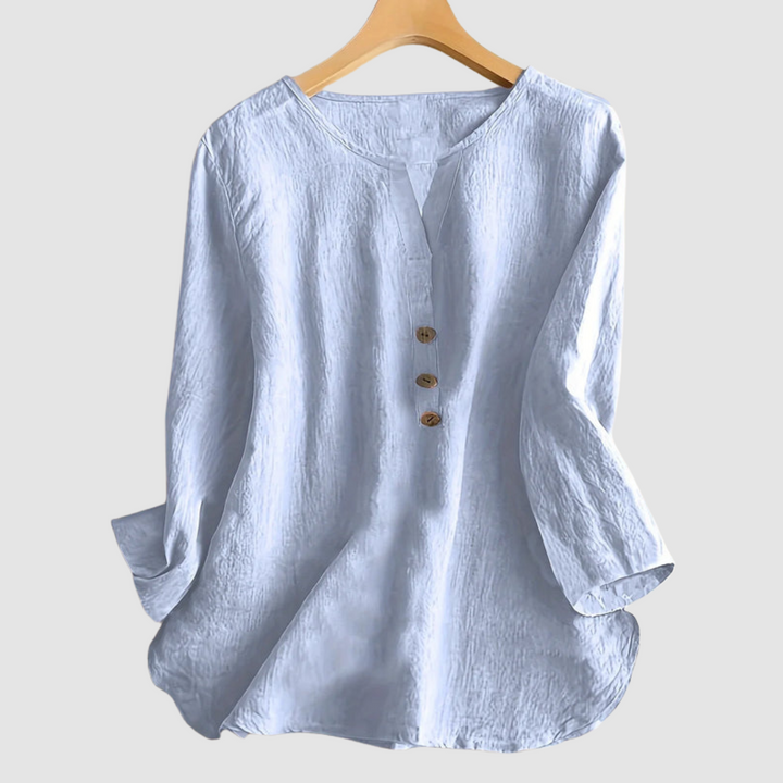 Melisa | Women's Casual Cotton and Linen Blouse-The Yellow Prime