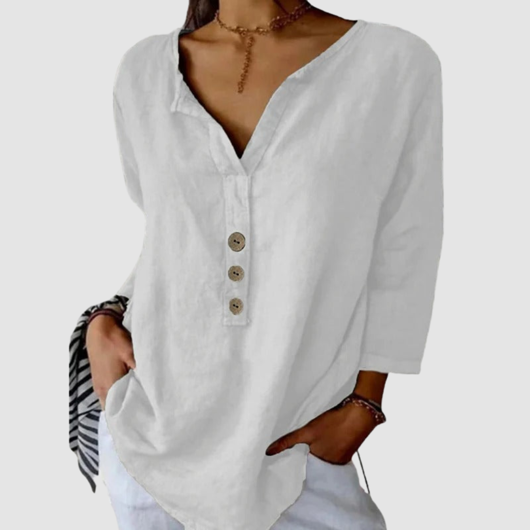 Melisa | Women's Casual Cotton and Linen Blouse-The Yellow Prime